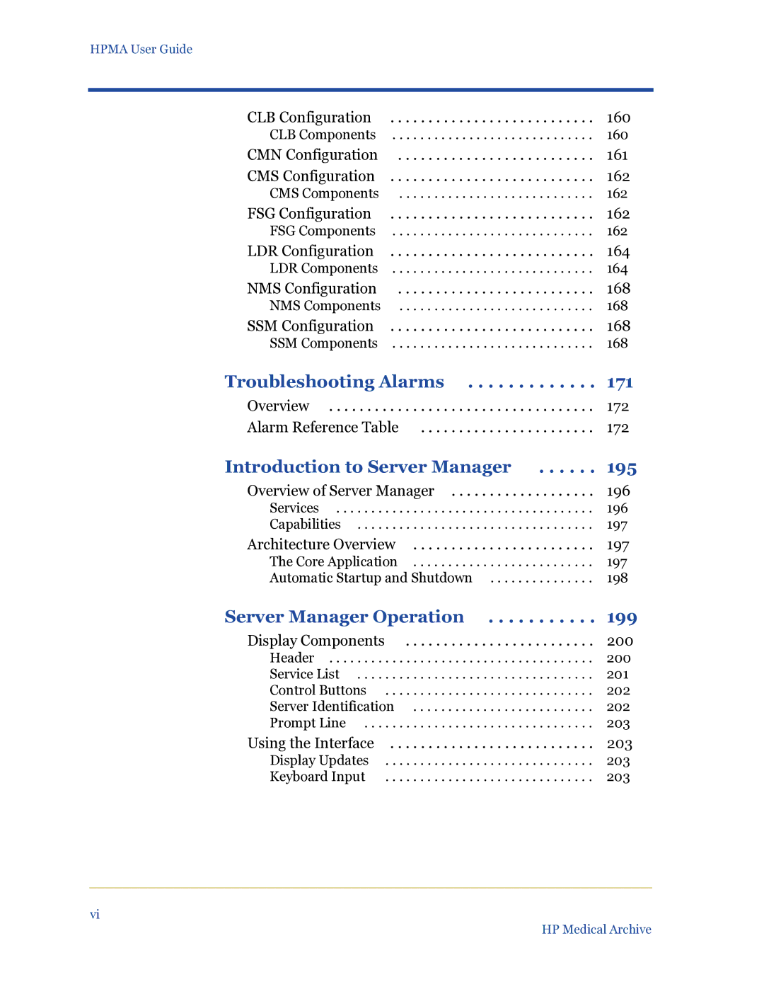 HP Medical Archive Solution manual Troubleshooting Alarms 171 