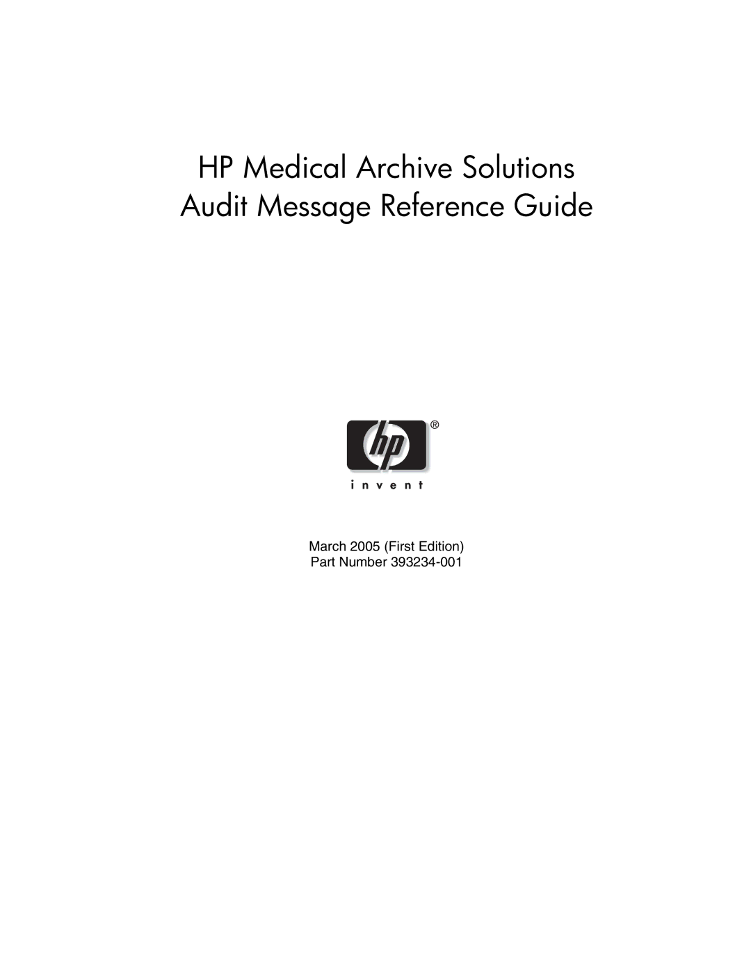 HP manual HP Medical Archive Solutions Audit Message Reference Guide 