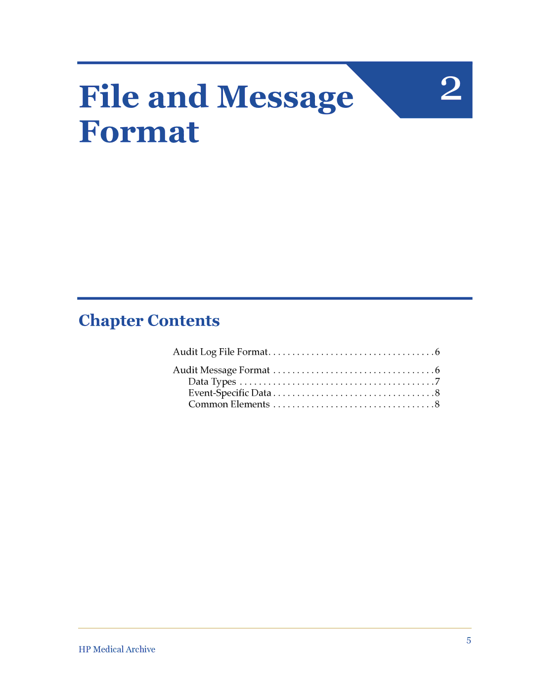 HP Medical Archive Solution manual File and Message Format 