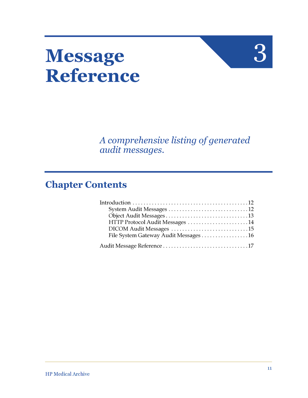 HP Medical Archive Solution manual Message3 Reference 