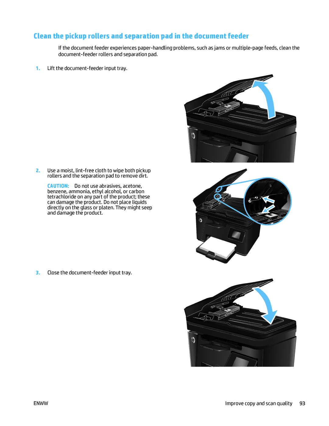 HP MFP M125 manual Close the document-feeder input tray 