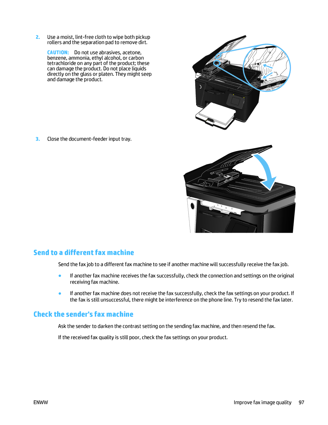 HP MFP M125 manual Send to a different fax machine, Check the senders fax machine 