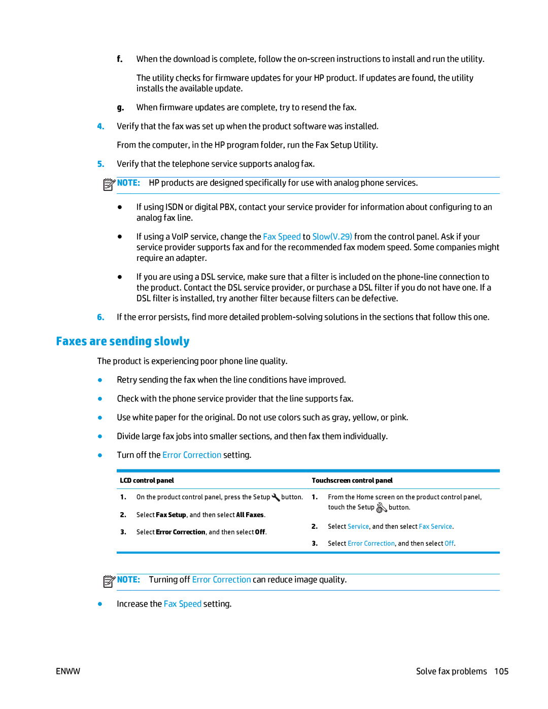 HP MFP M125 manual Faxes are sending slowly, Solve fax problems 