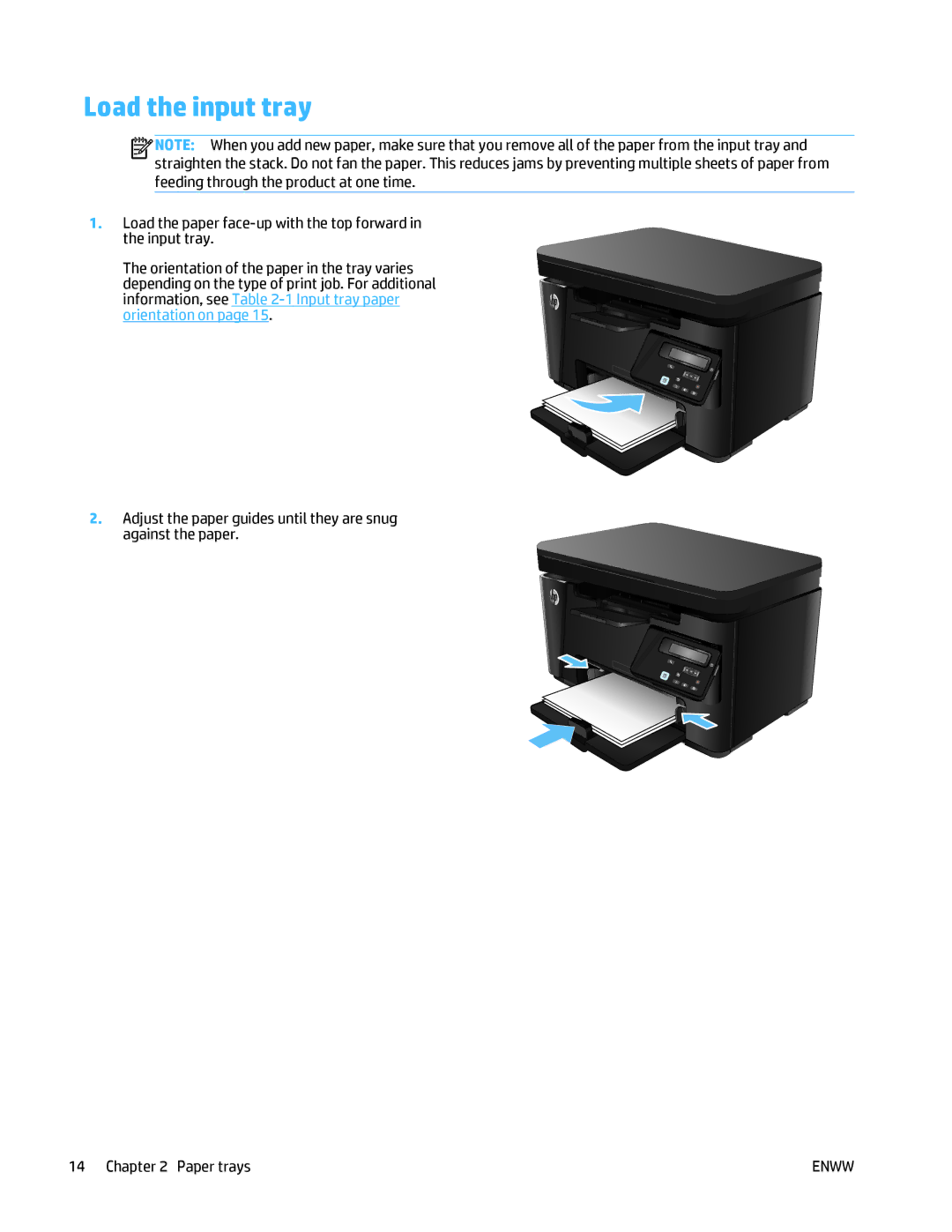 HP MFP M125 manual Load the input tray 