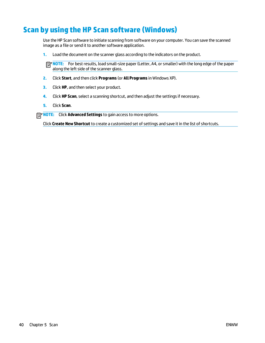 HP MFP M125 manual Scan by using the HP Scan software Windows 