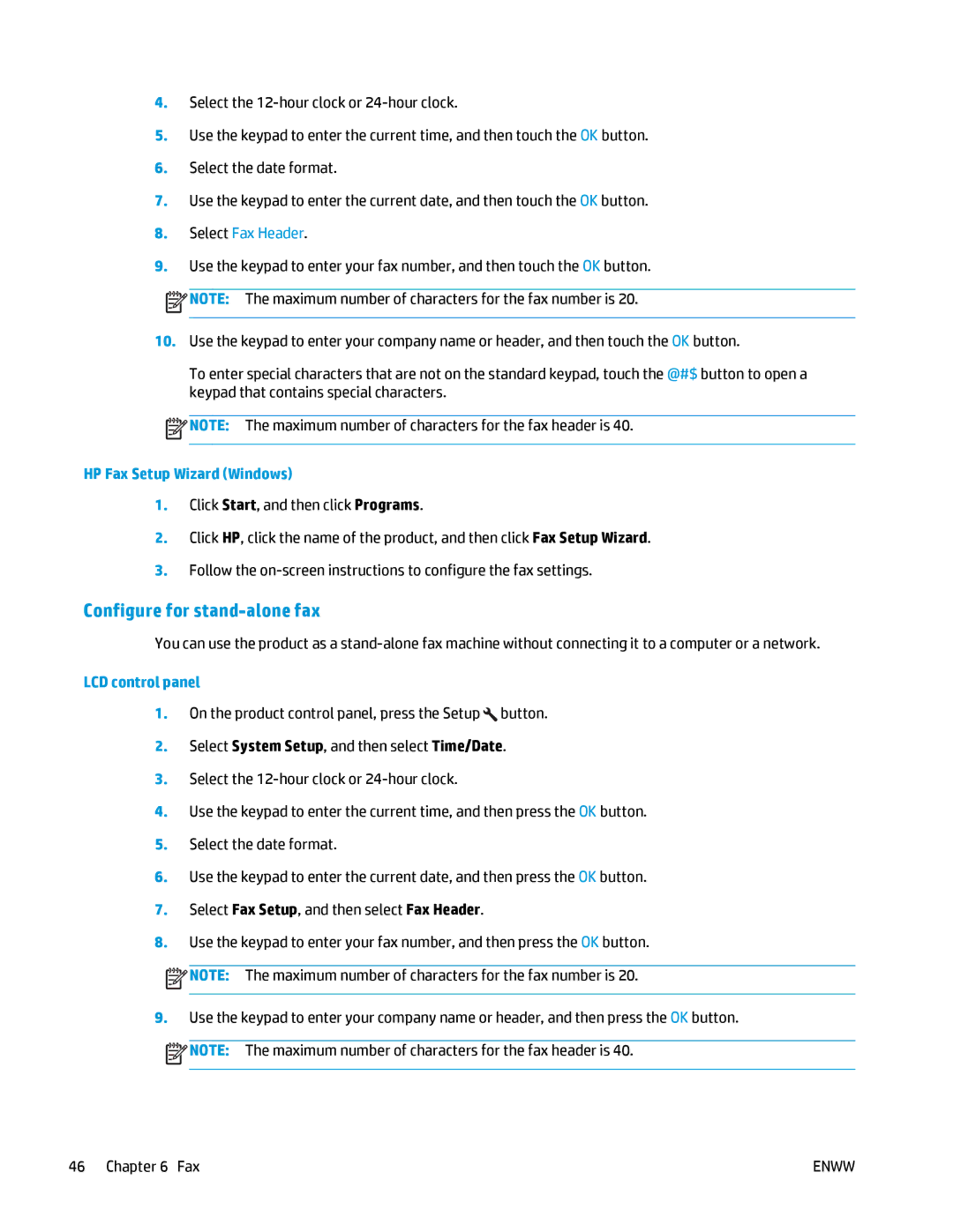 HP MFP M125 manual Select Fax Header, HP Fax Setup Wizard Windows 