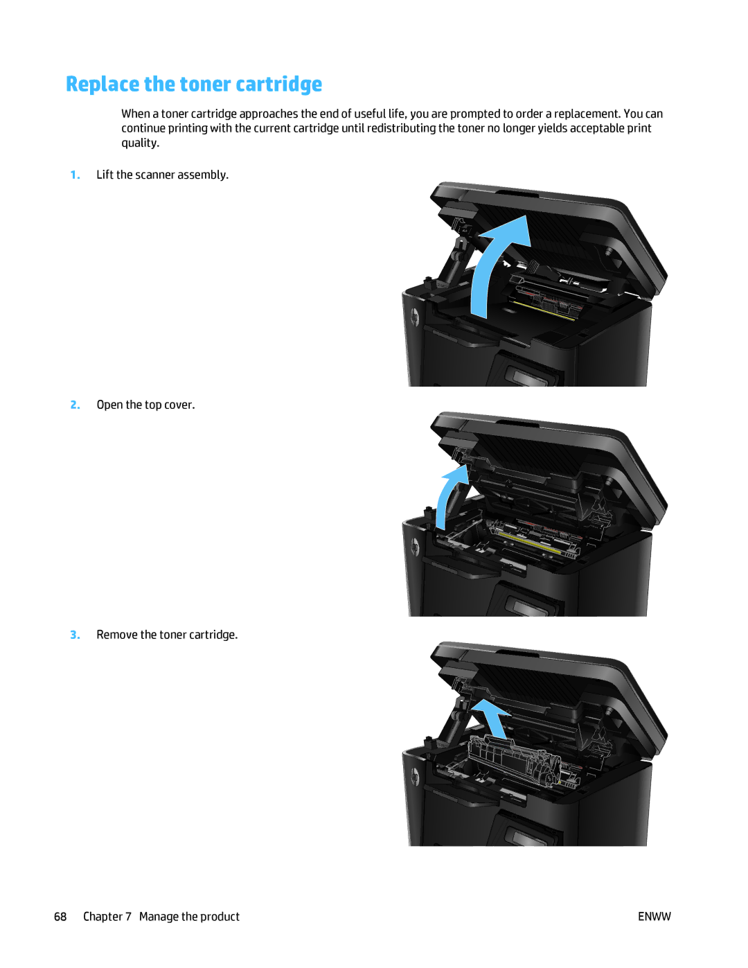 HP MFP M125 manual Replace the toner cartridge 