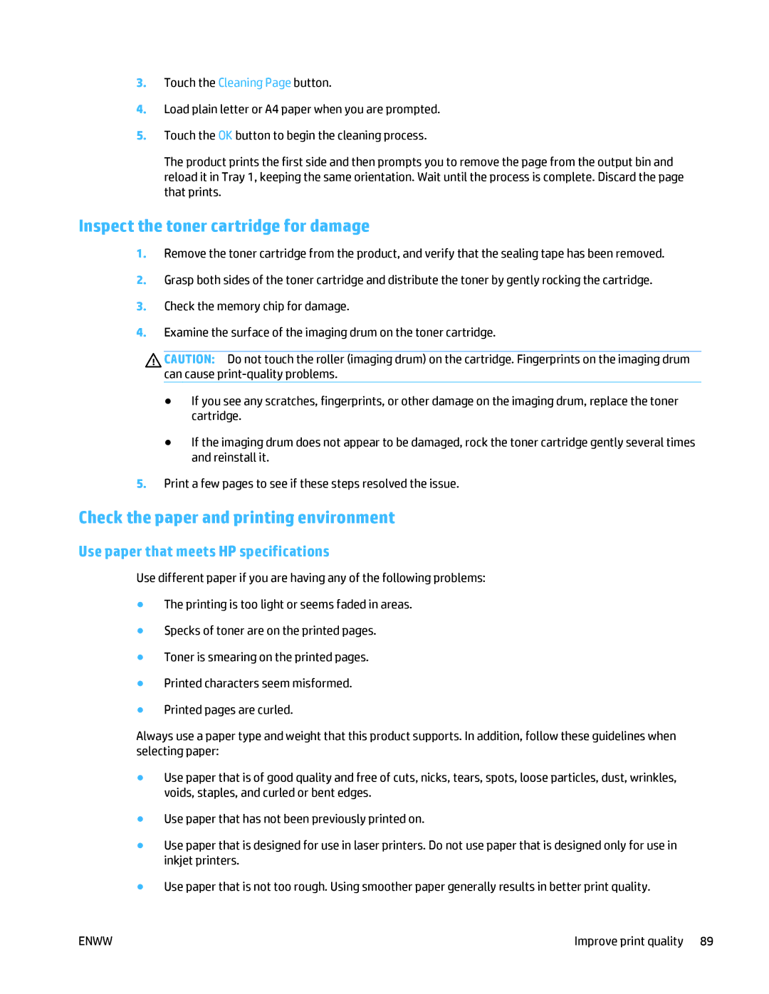 HP MFP M125 manual Inspect the toner cartridge for damage, Check the paper and printing environment 