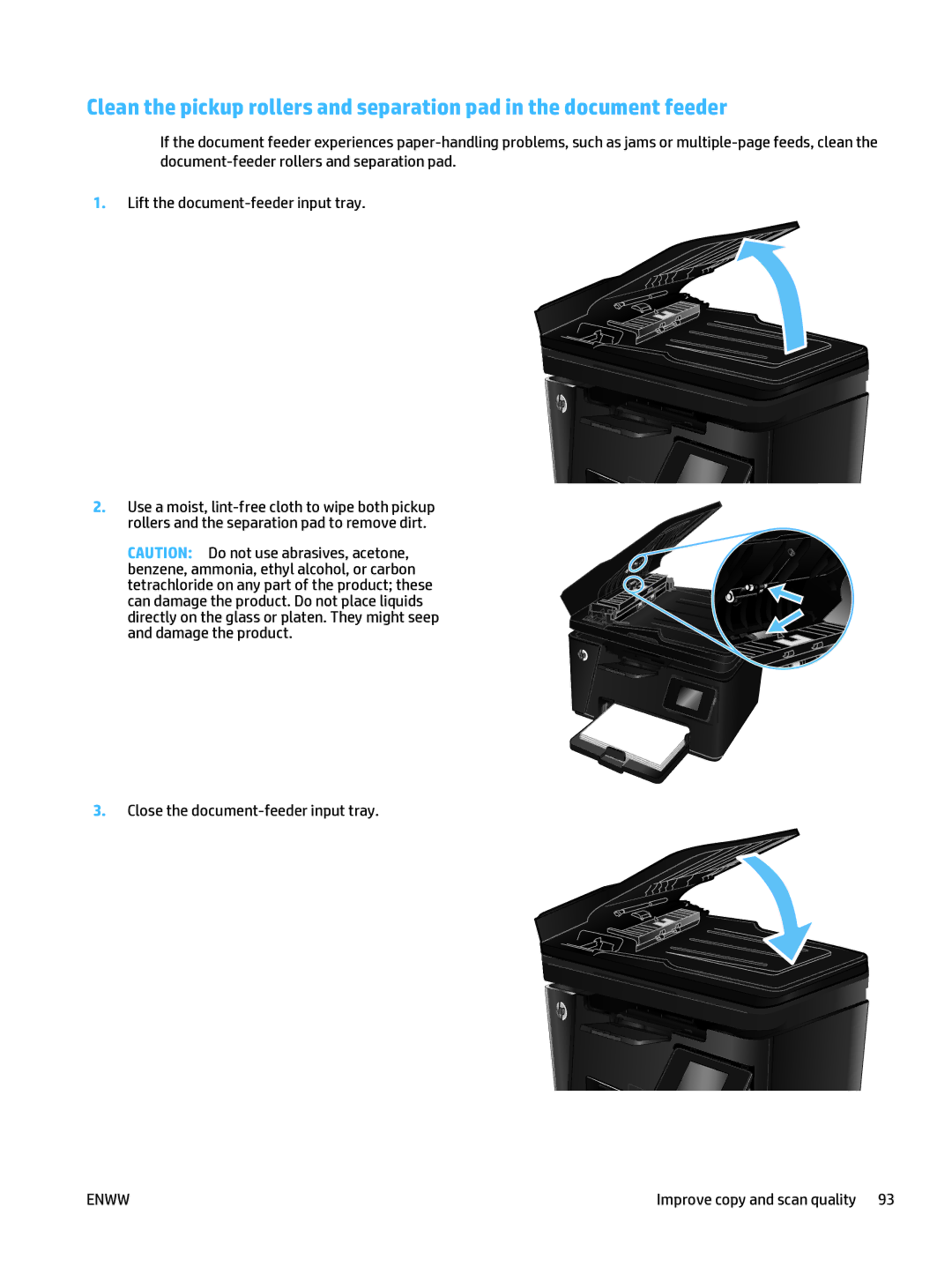 HP Mfp M127fn CZ181ABGJ manual Close the document-feeder input tray 