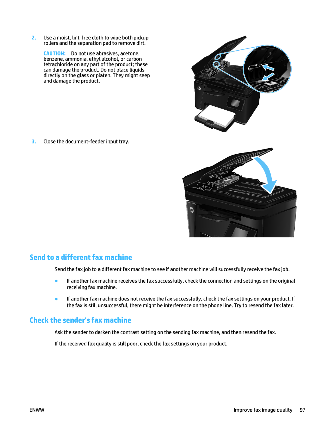 HP Mfp M127fn CZ181ABGJ manual Send to a different fax machine, Check the senders fax machine 