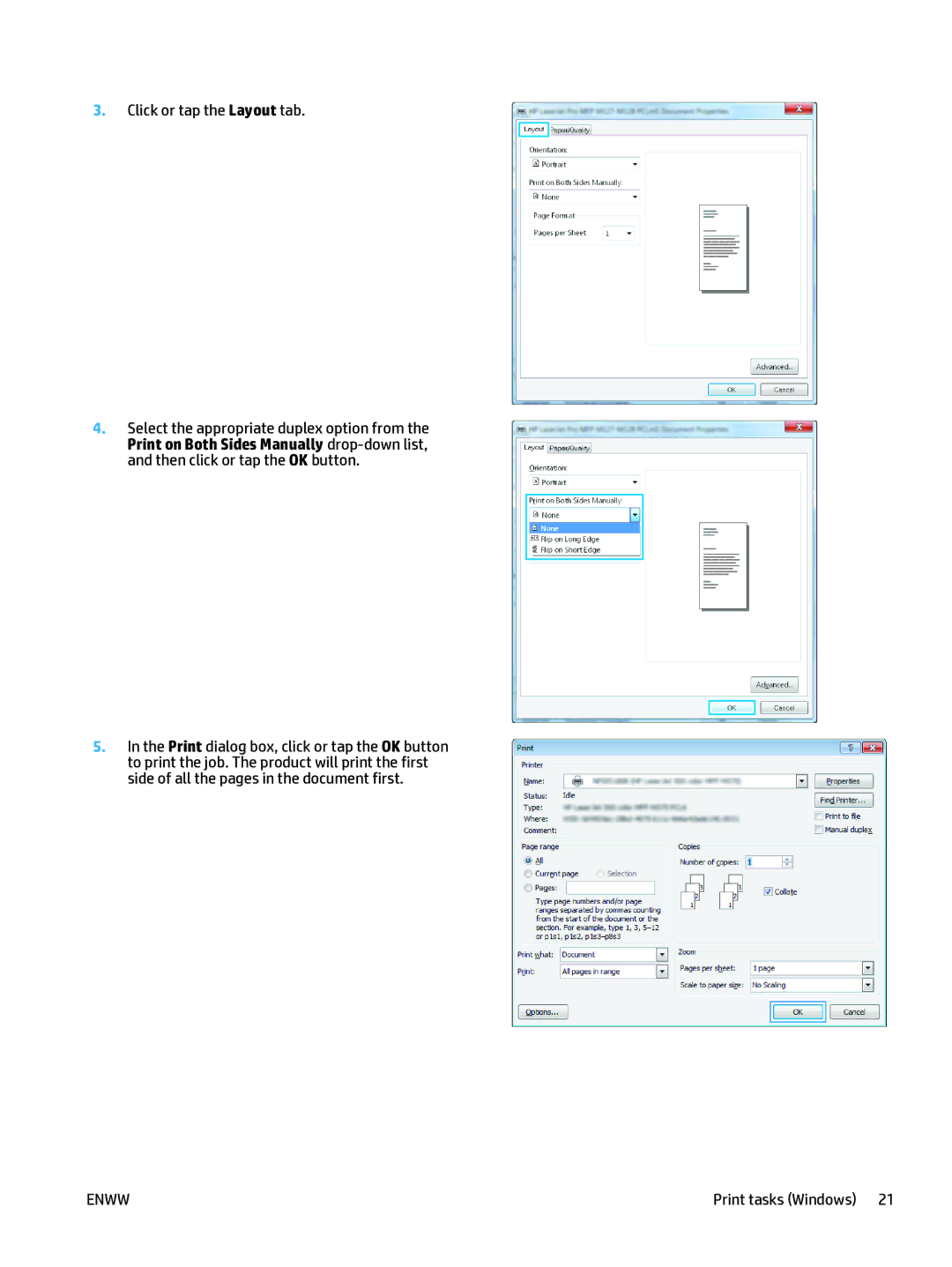 HP Mfp M127fn CZ181ABGJ manual Print tasks Windows 