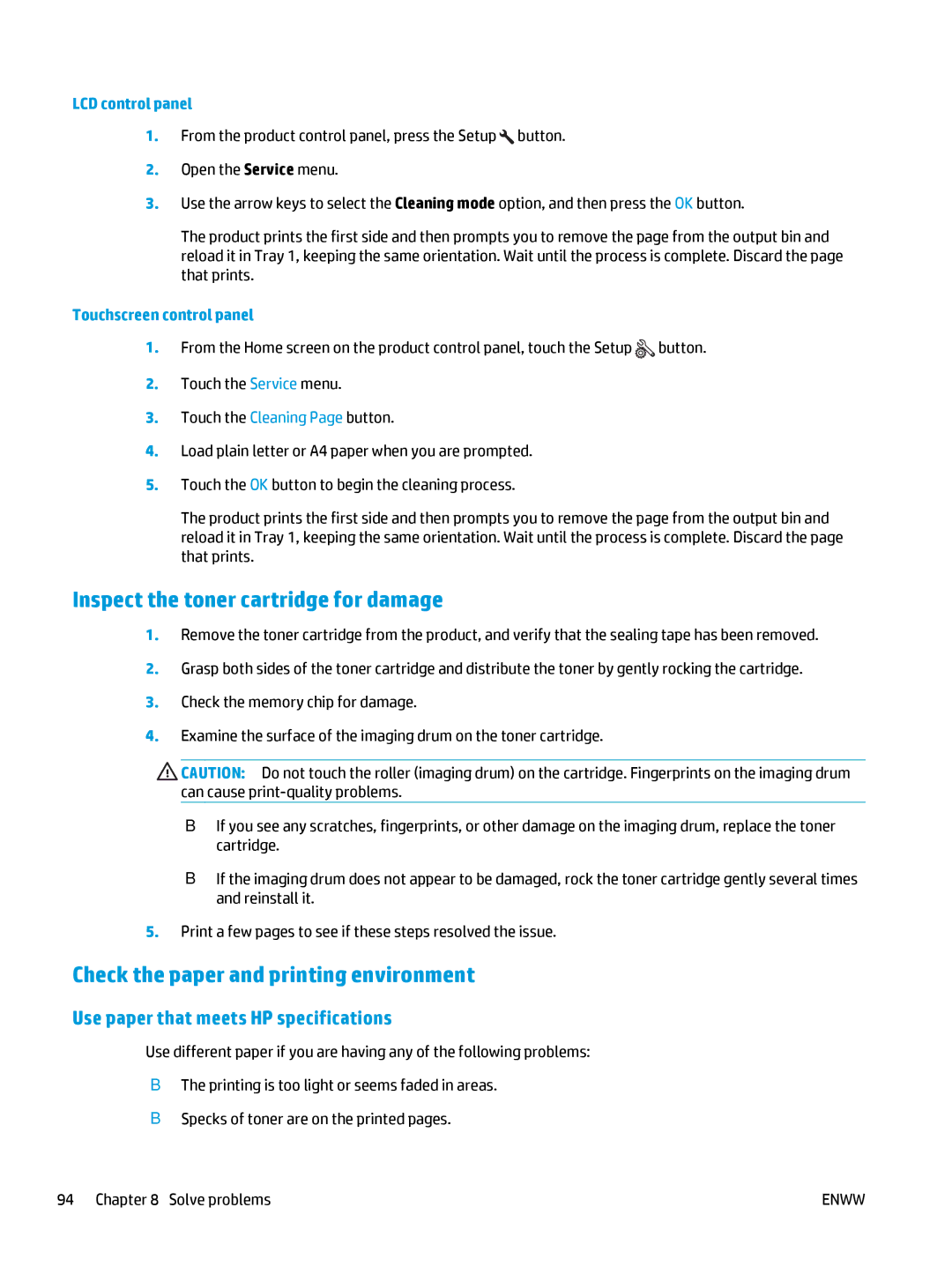 HP MFP M127fw, MFP M127fn manual Inspect the toner cartridge for damage, Check the paper and printing environment 