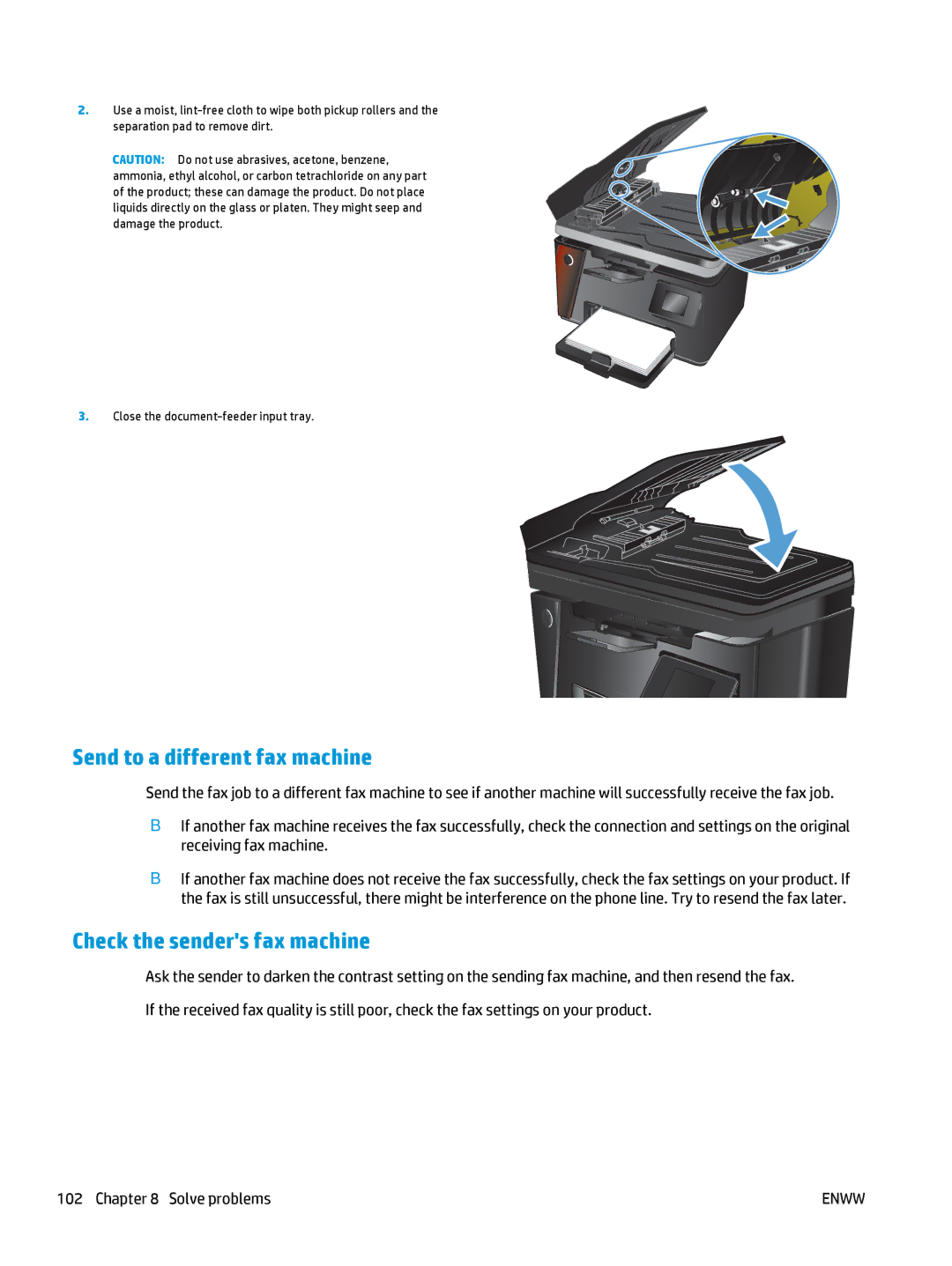 HP MFP M127fw, MFP M127fn manual Send to a different fax machine, Check the senders fax machine 