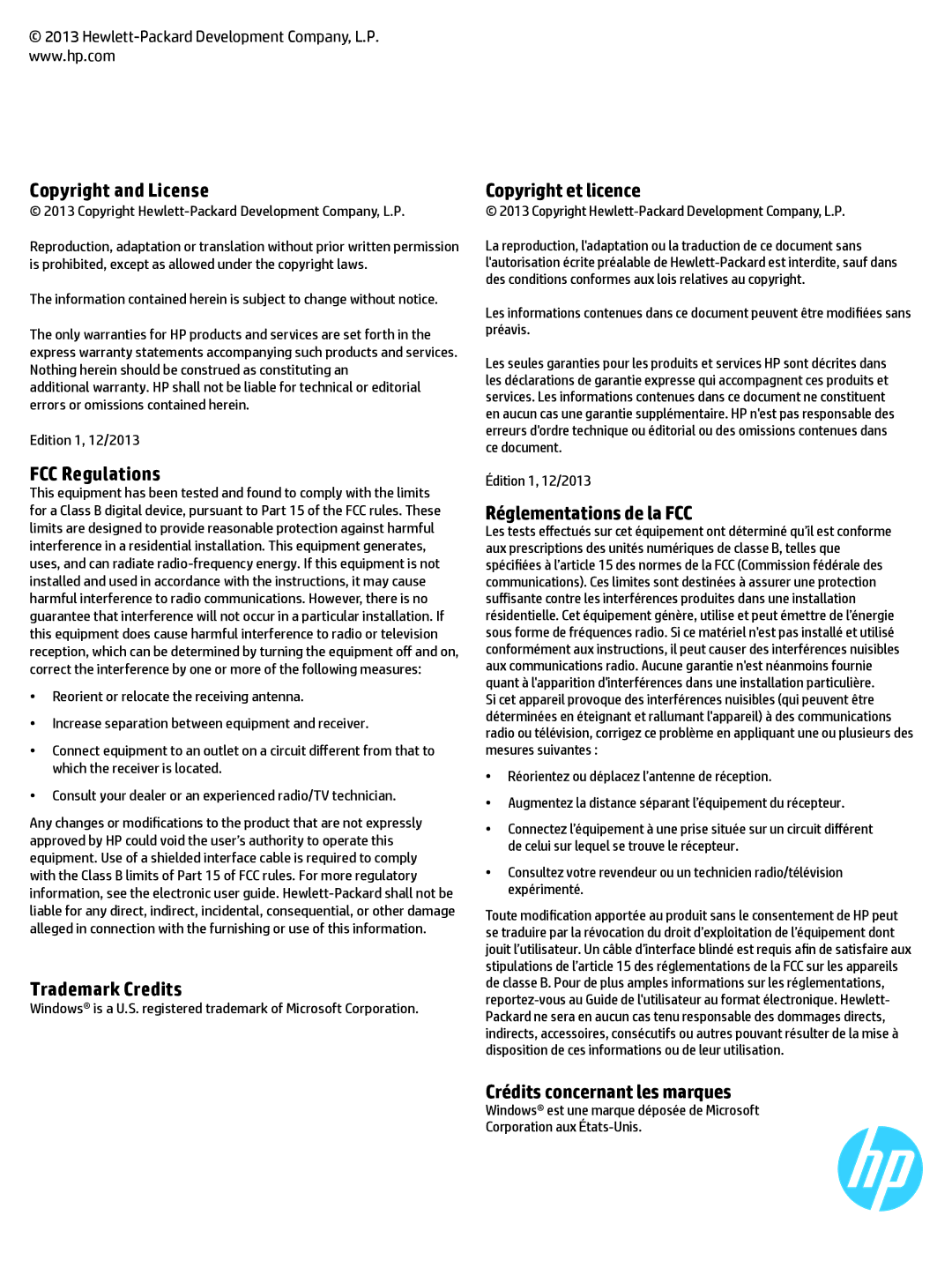 HP MFP M127fw, MFP M127fn manual Trademark Credits 