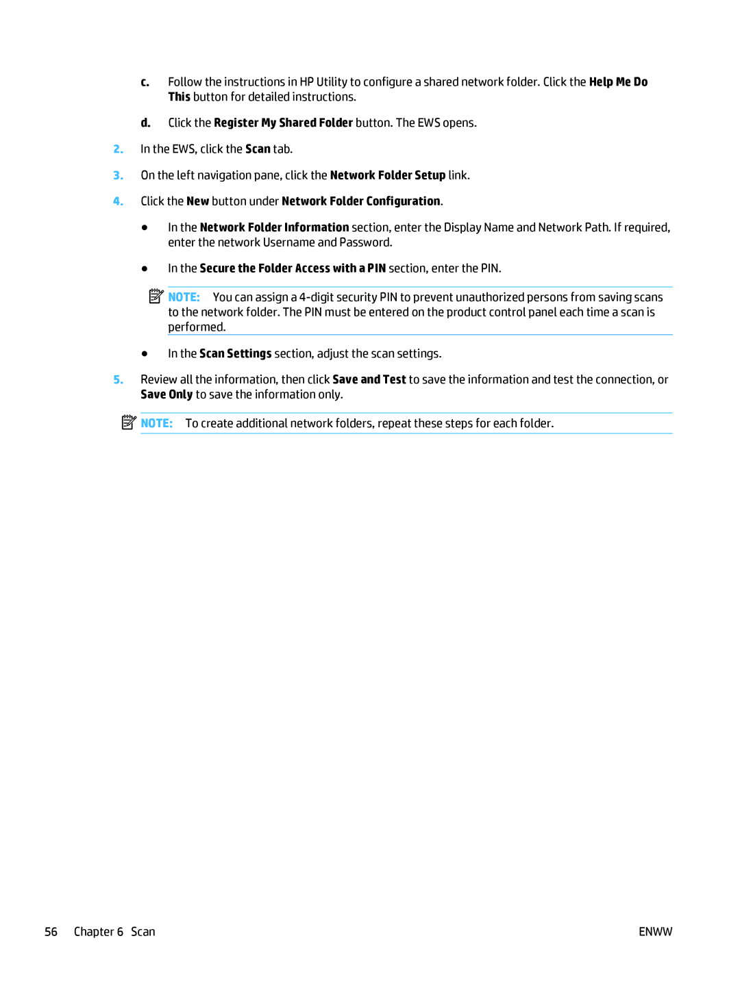 HP MFP M225dn, MFP M225dw manual Click the New button under Network Folder Configuration 