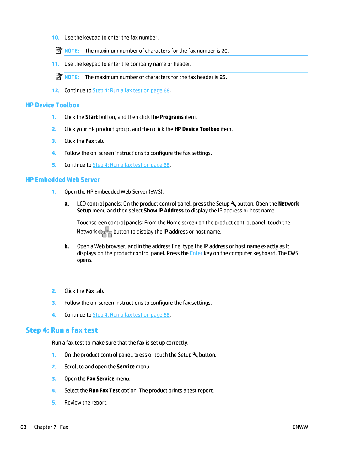 HP MFP M225dn, MFP M225dw manual Run a fax test, HP Device Toolbox 