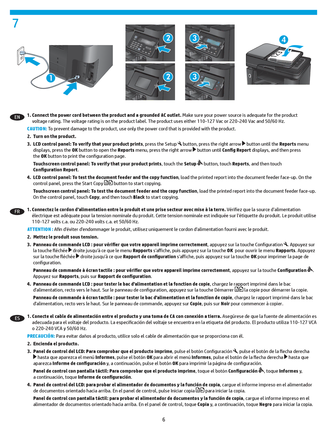 HP MFP M225dn manual Turn on the product, Encienda el producto 