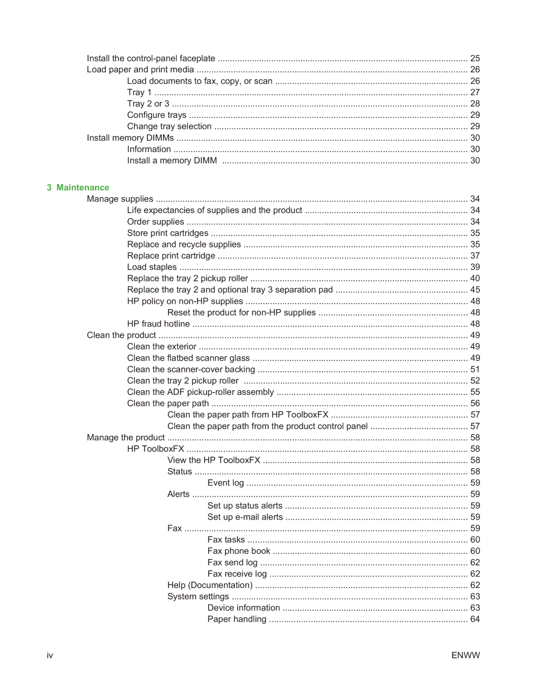 HP MFP M2727 manual Maintenance 