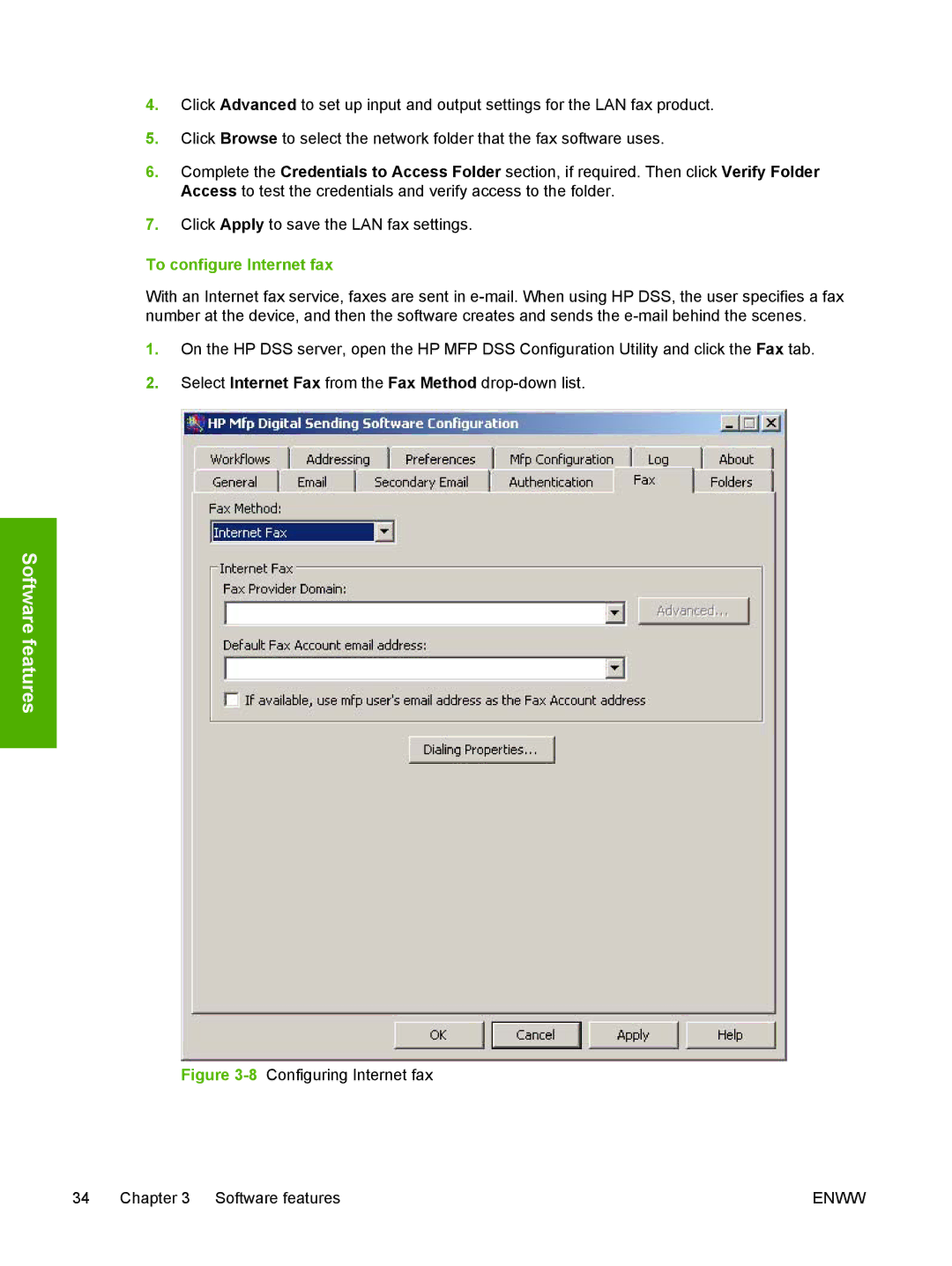 HP MFP Sending Software 4.0 to 4.20 manual To configure Internet fax, 8Configuring Internet fax Software features 