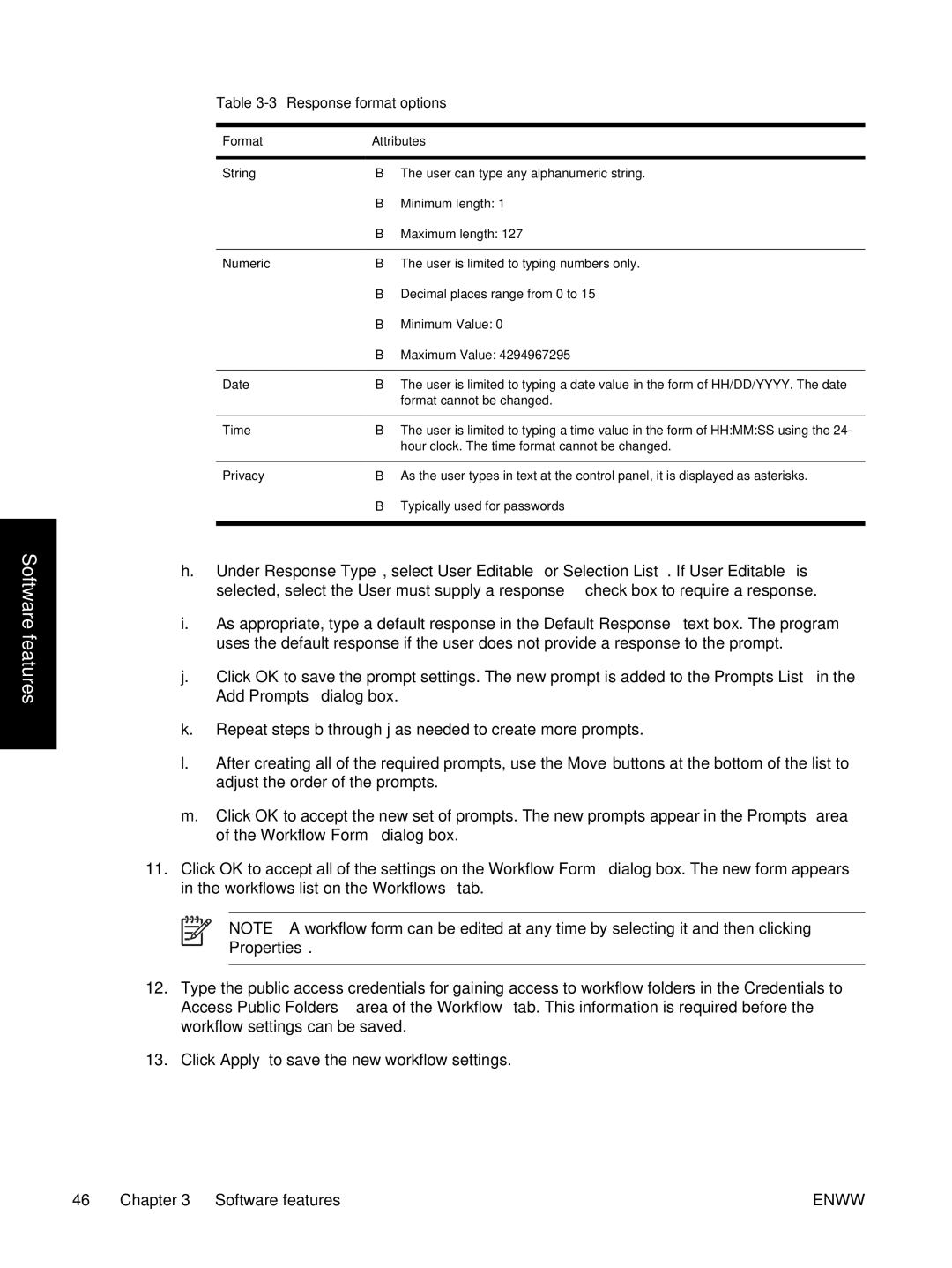 HP MFP Sending Software 4.0 to 4.20 manual 3Response format options, Format Attributes 