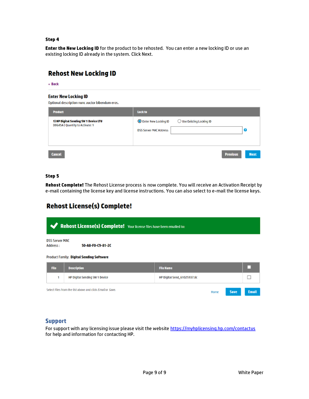 HP MFP Sending Software 4.25 manual Support 