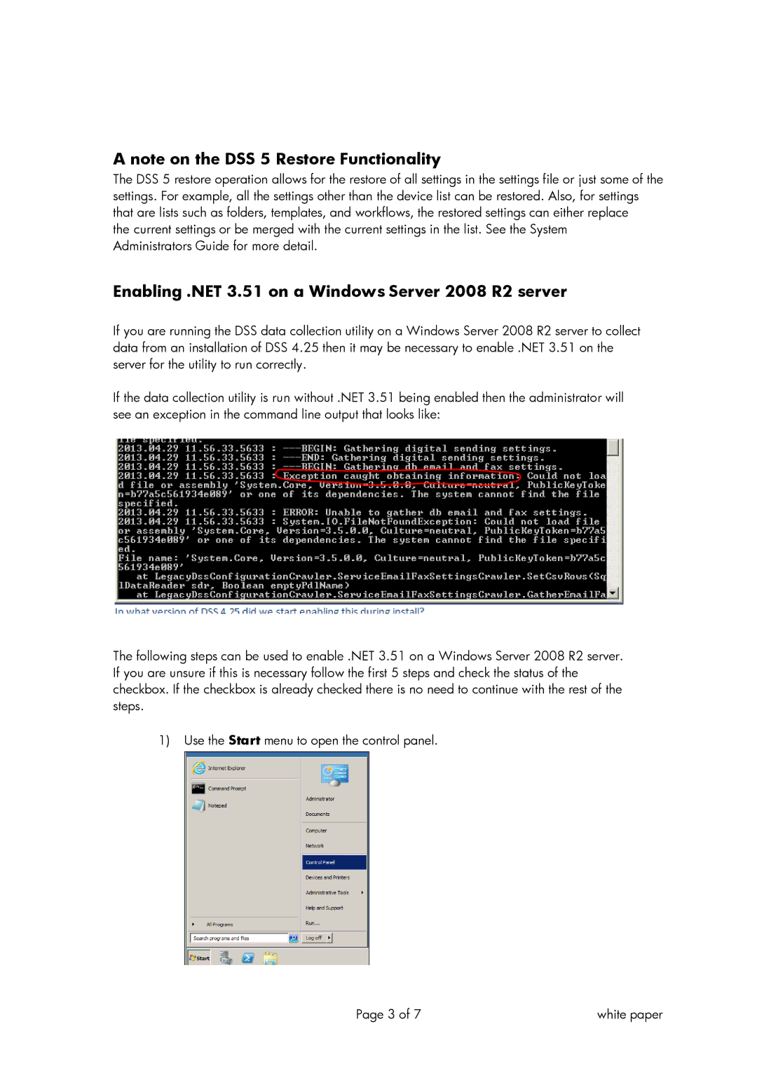 HP MFP Sending Software 4.25 manual Enabling .NET 3.51 on a Windows Server 2008 R2 server 