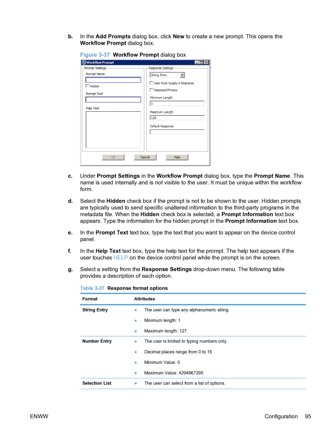 HP MFP Sending Software 4.9X manual 27Response format options, Number Entry 