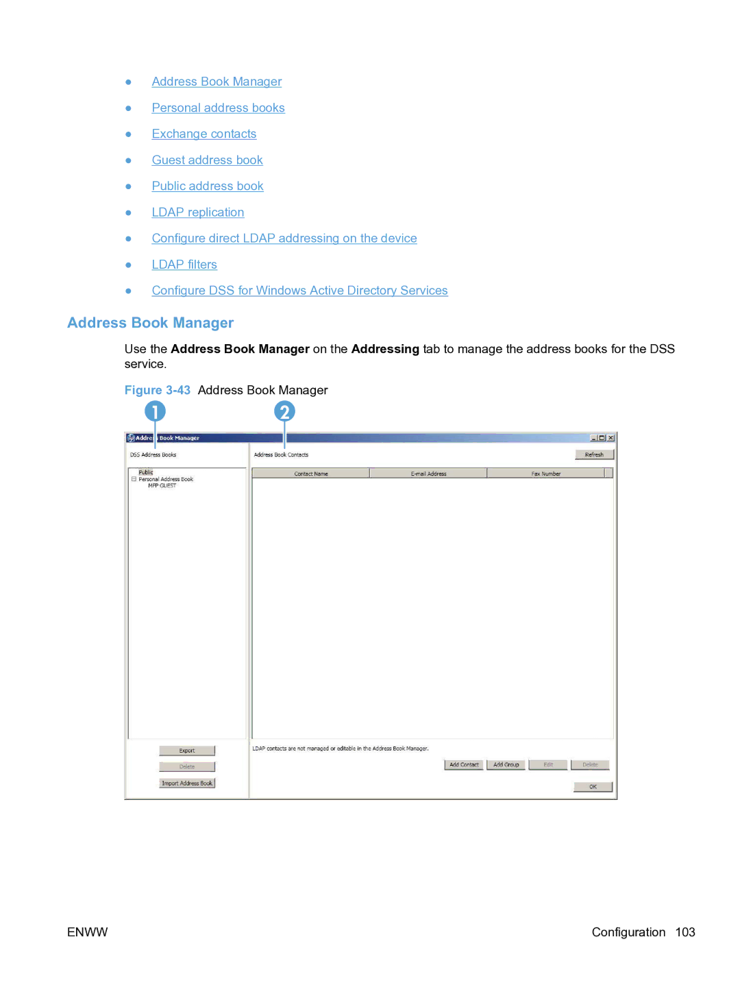 HP MFP Sending Software 4.9X manual 43Address Book Manager 