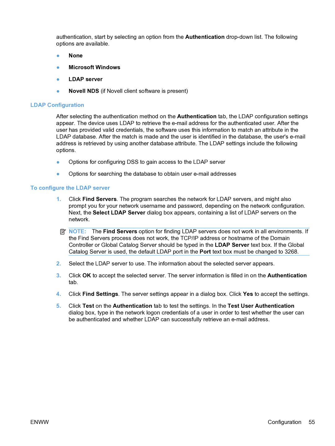 HP MFP Sending Software 4.9X manual Ldap Configuration, To configure the Ldap server 