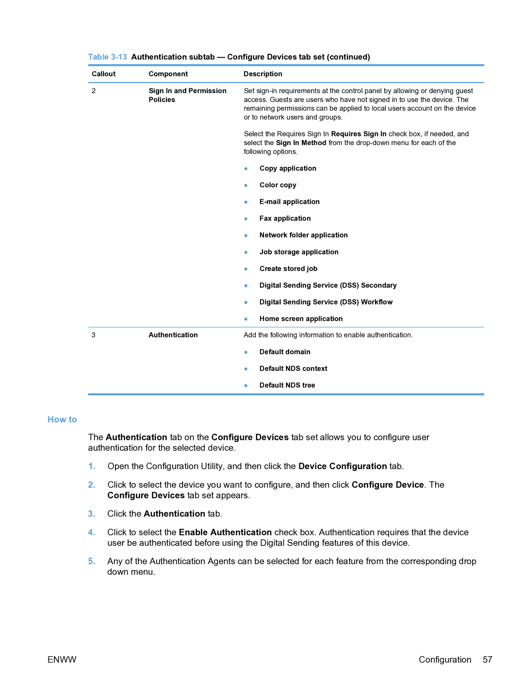 HP MFP Sending Software 4.9X manual Click the Authentication tab 