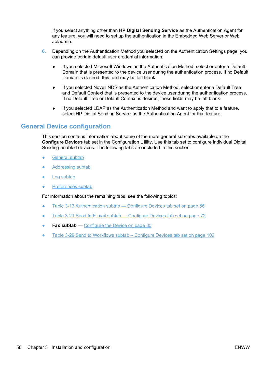 HP MFP Sending Software 4.9X manual General Device configuration 