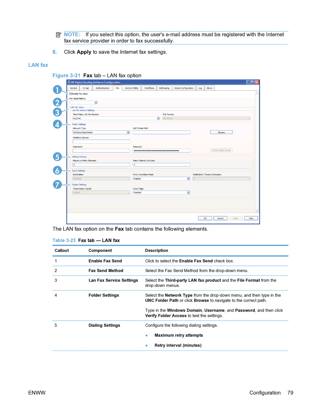 HP MFP Sending Software 4.9X manual 23Fax tab LAN fax 