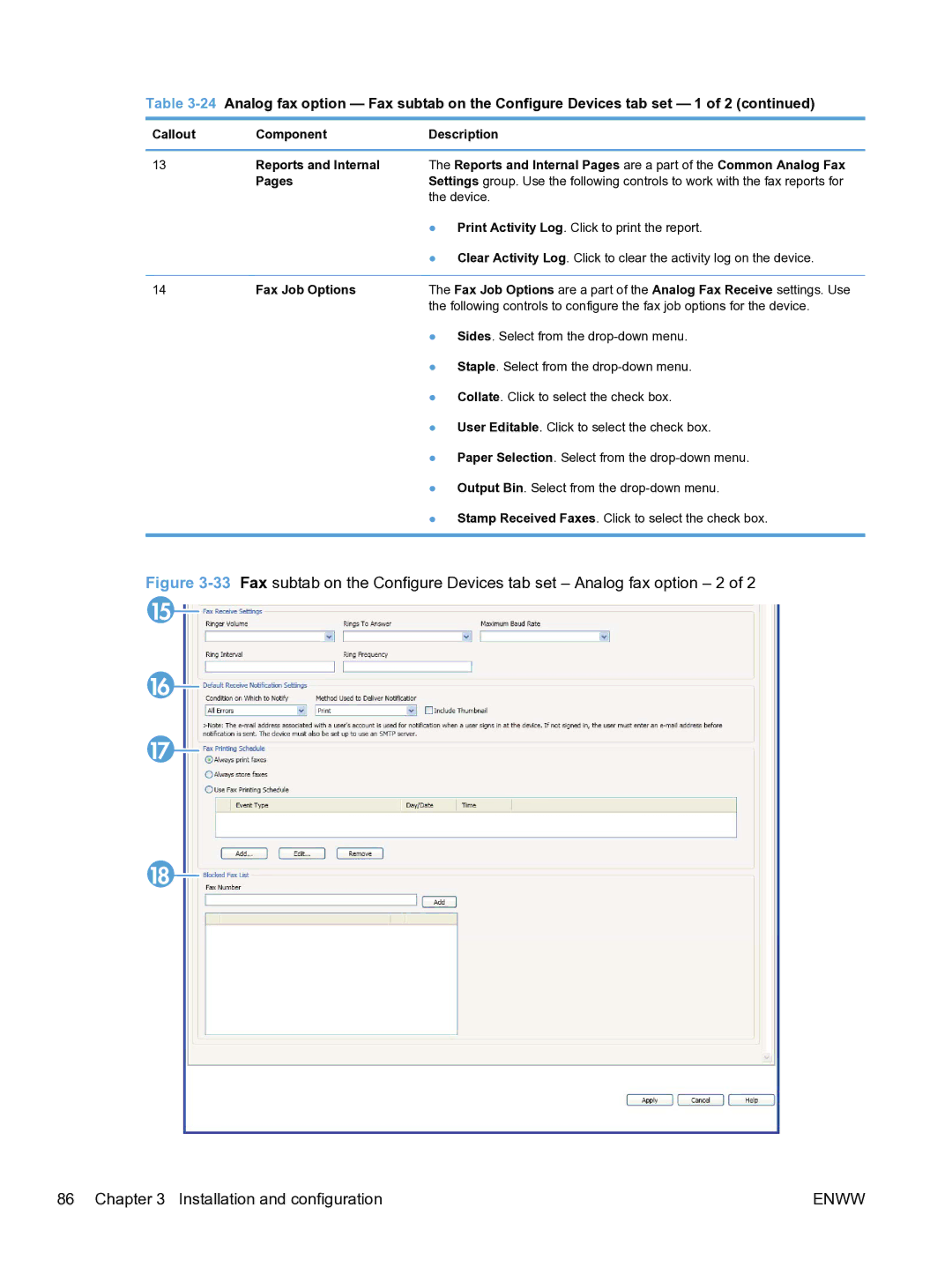 HP MFP Sending Software 4.9X manual Callout Component Description Reports and Internal, Pages, Device 