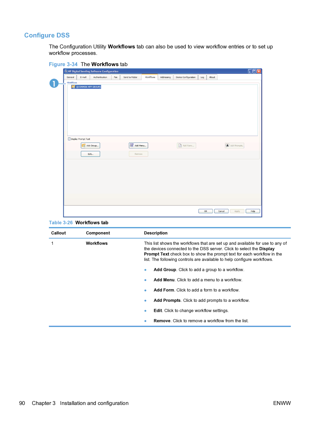 HP MFP Sending Software 4.9X manual 26Workflows tab 