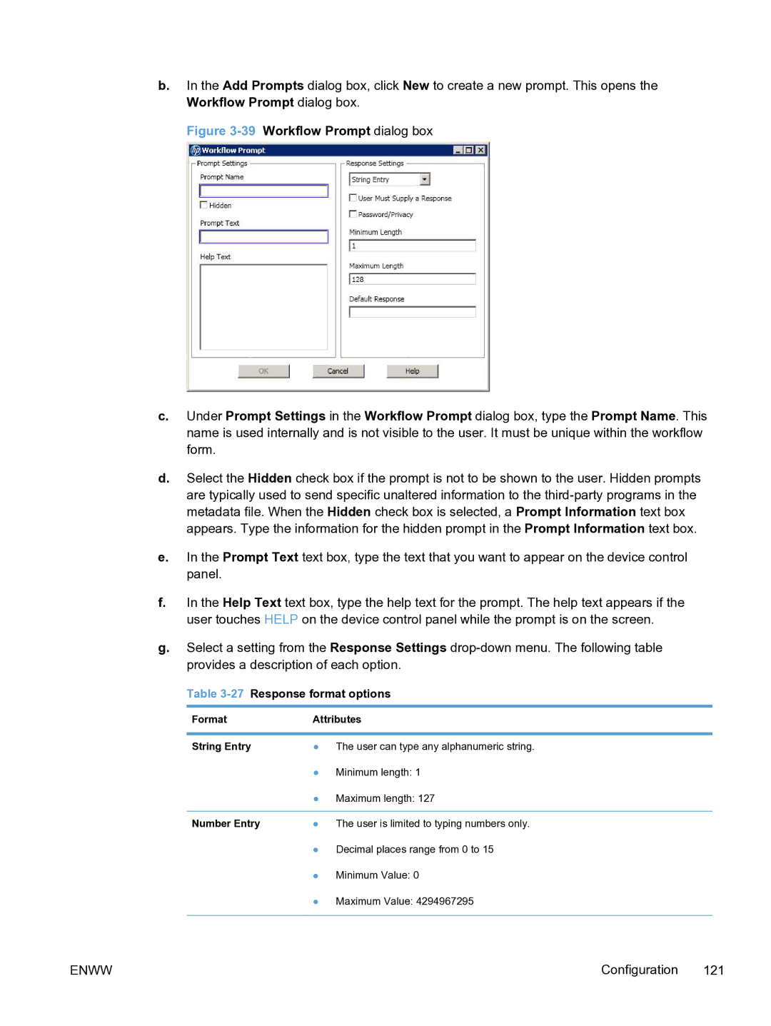 HP MFP Sending Software 4.9X manual 27Response format options, Format Attributes String Entry 