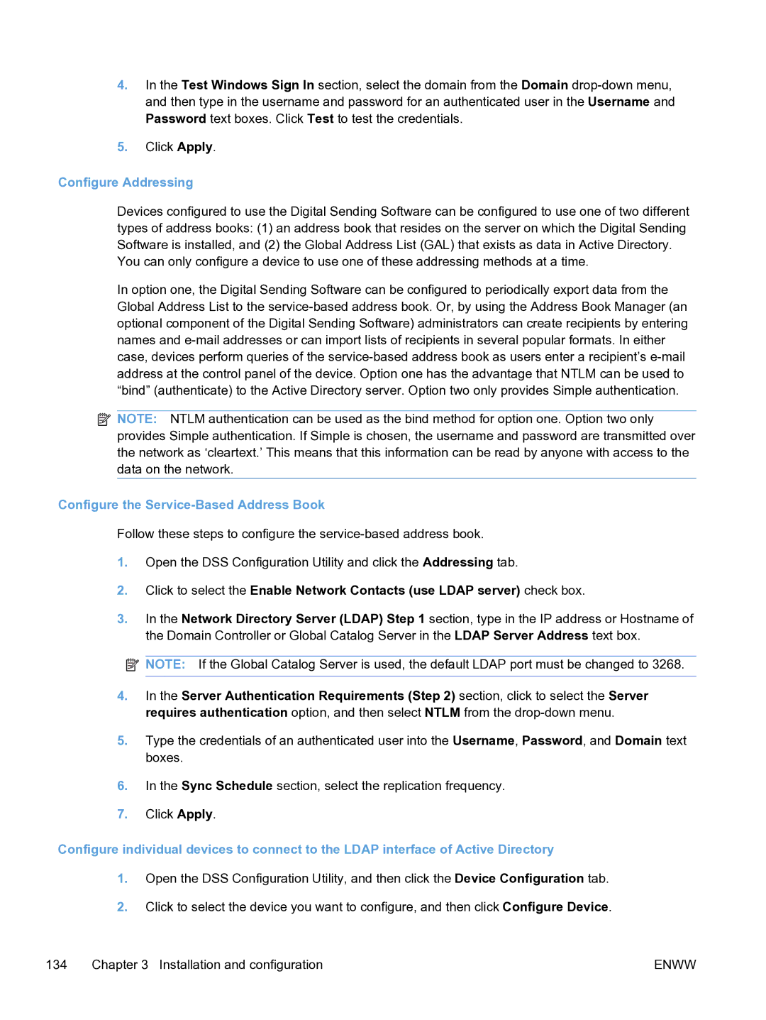 HP MFP Sending Software 4.9X manual Configure Addressing, Configure the Service-Based Address Book 