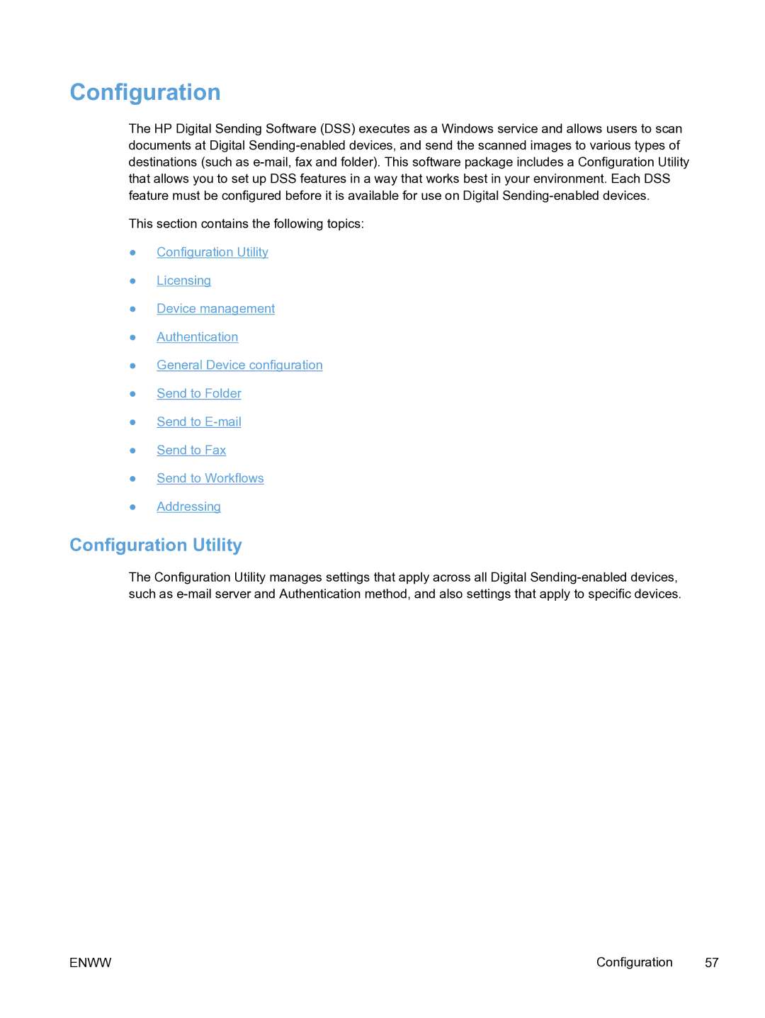 HP MFP Sending Software 4.9X manual Configuration Utility 