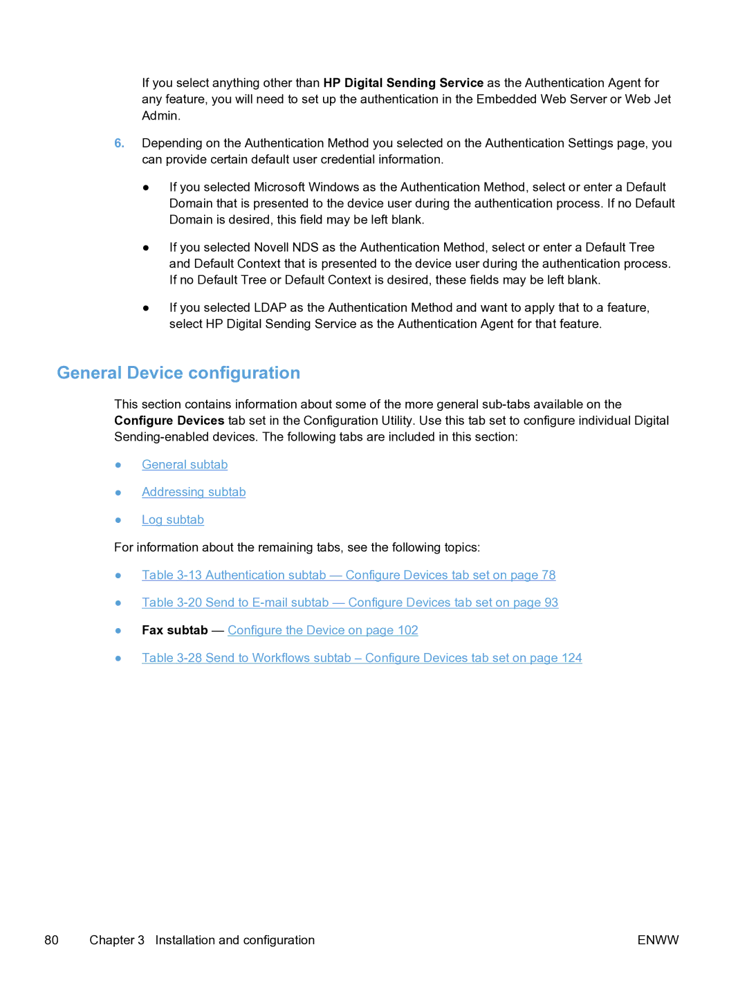 HP MFP Sending Software 4.9X manual General Device configuration 