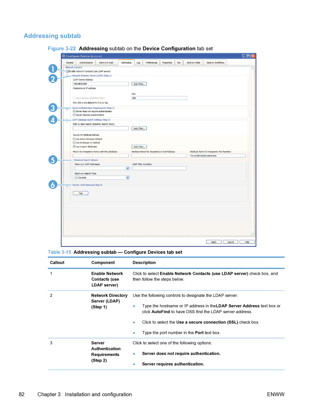 HP MFP Sending Software 4.9X manual 15Addressing subtab Configure Devices tab set 