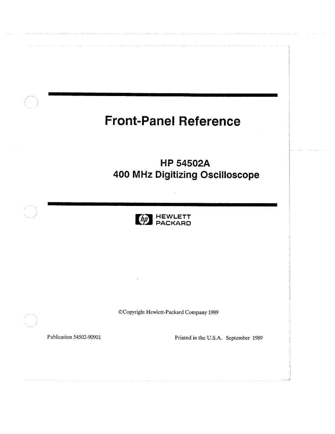 HP Microscope & Magnifier 54502A manual 