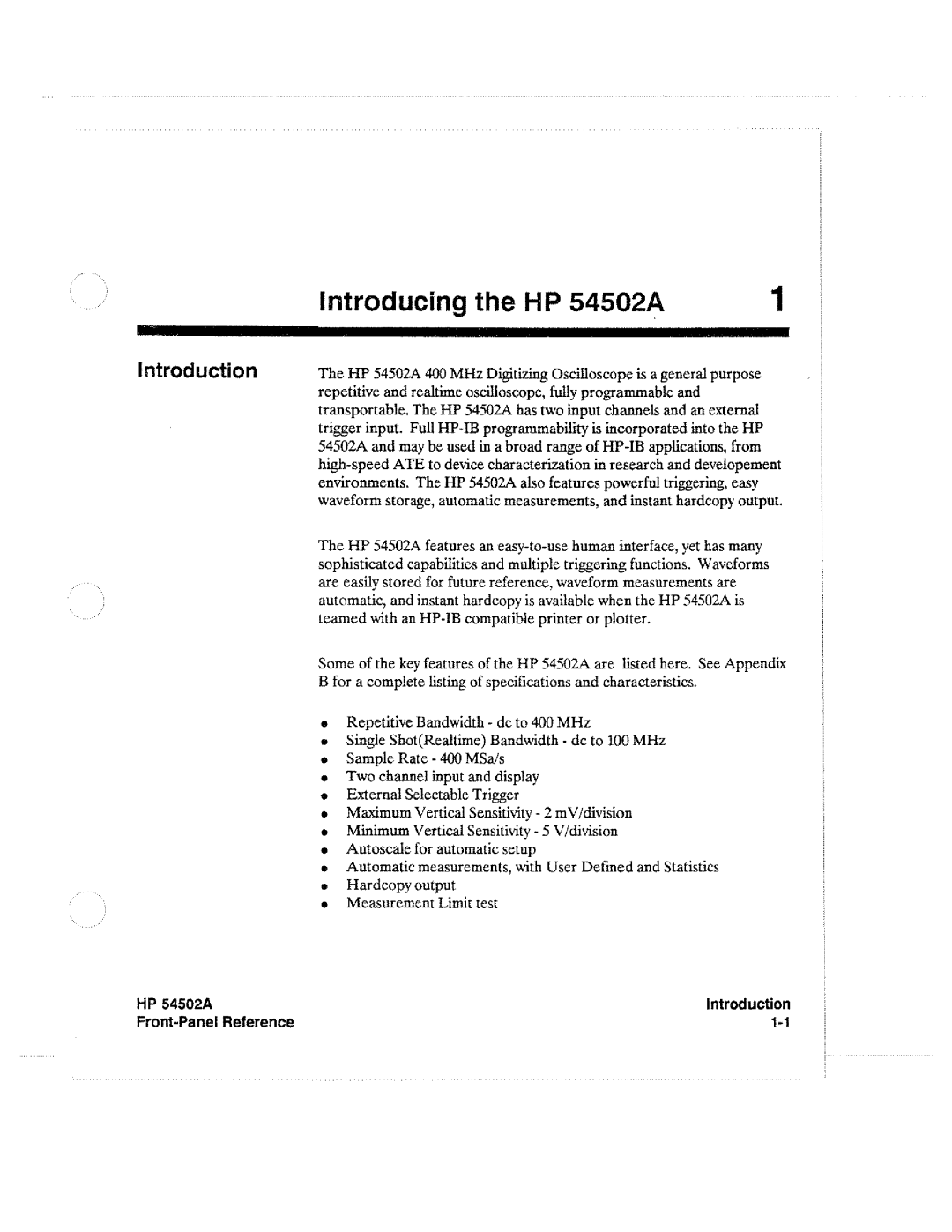 HP Microscope & Magnifier 54502A manual 