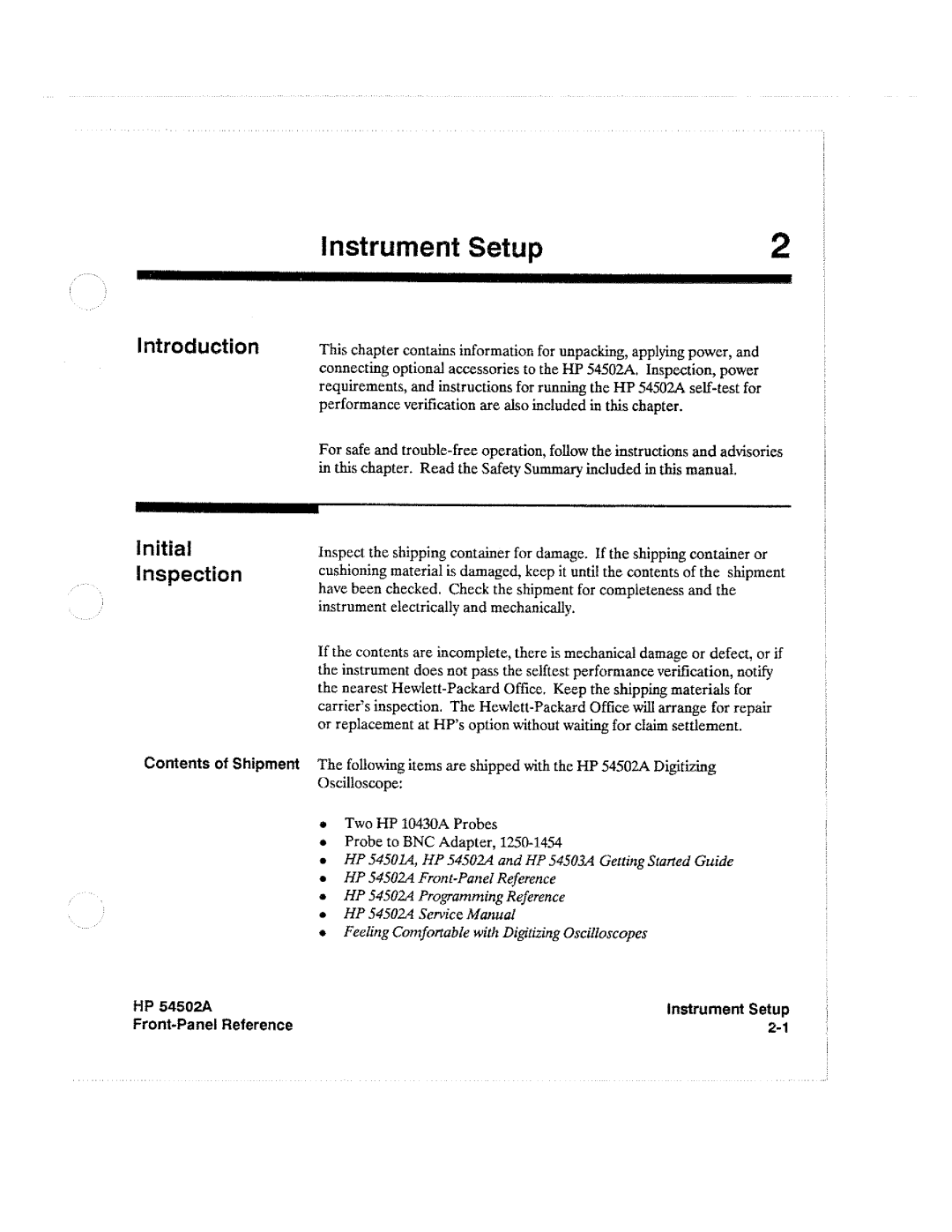 HP Microscope & Magnifier 54502A manual 