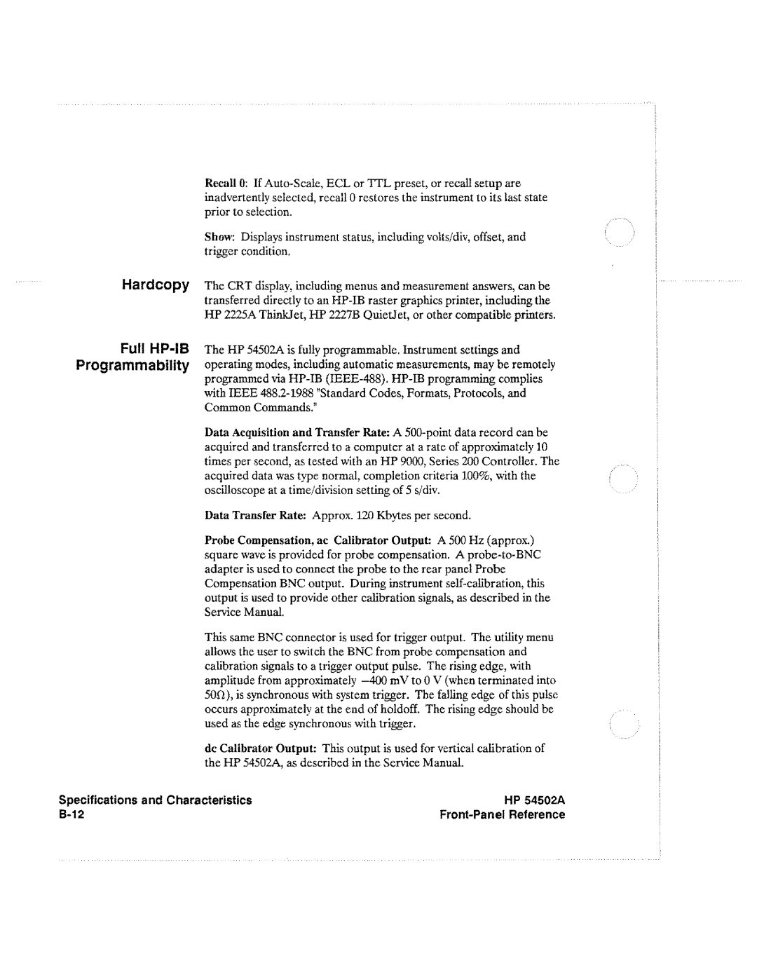 HP Microscope & Magnifier 54502A manual 