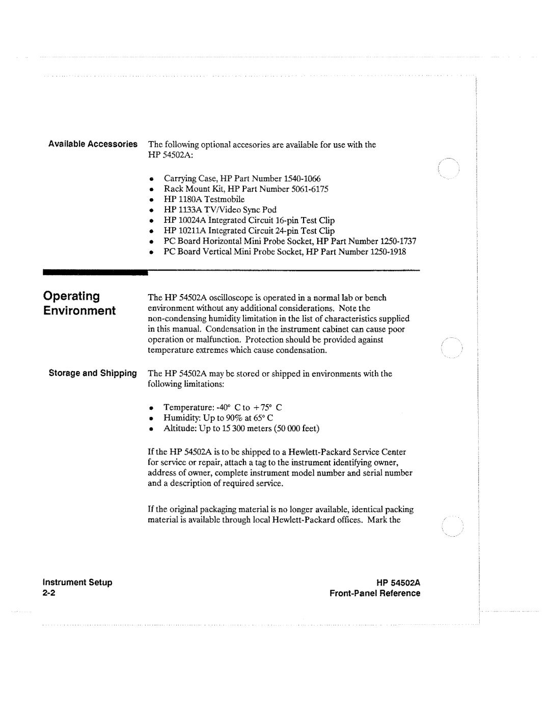 HP Microscope & Magnifier 54502A manual 