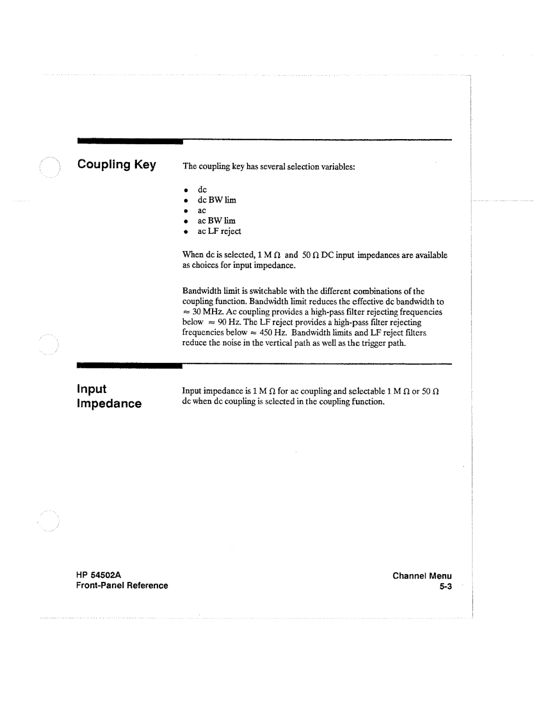 HP Microscope & Magnifier 54502A manual 