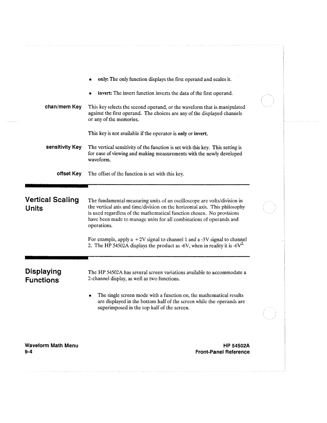 HP Microscope & Magnifier 54502A manual 