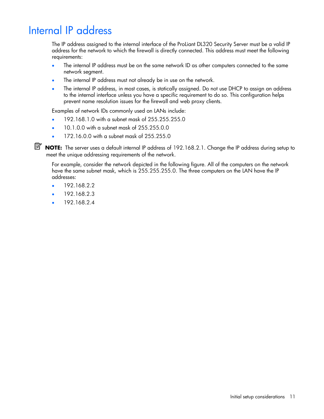 HP Microsoft Internet Security and Acceleration (ISA) Software manual Internal IP address 