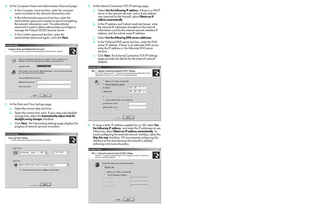 HP Microsoft Internet Security and Acceleration (ISA) Software manual At the Computer Name and Administrator Password 