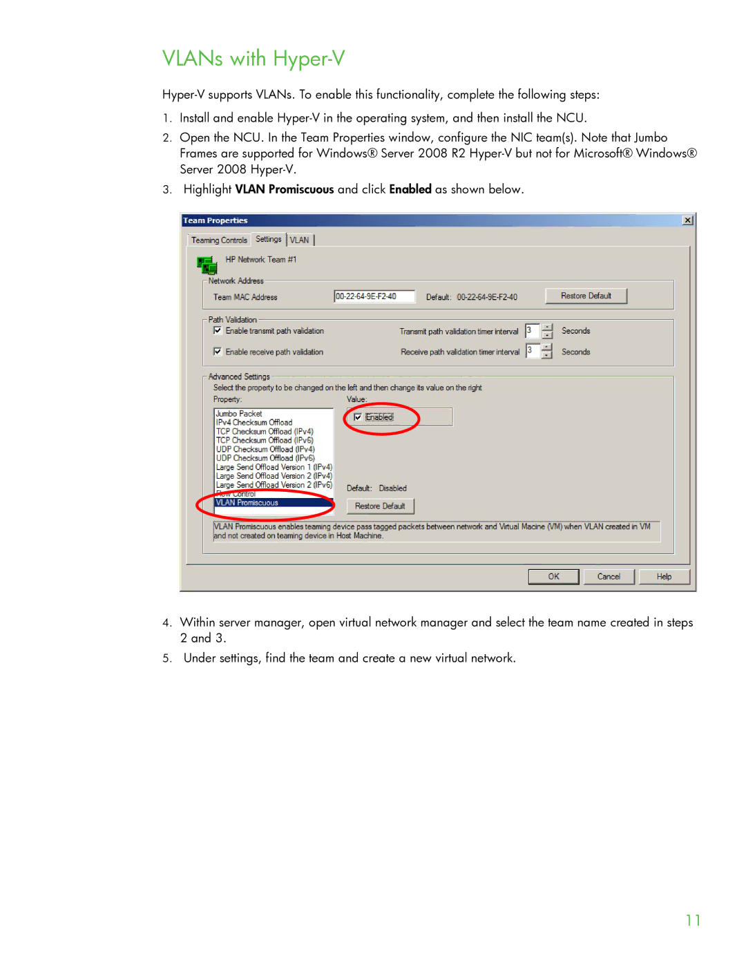 HP Microsoft Virtual Server Software manual VLANs with Hyper-V 