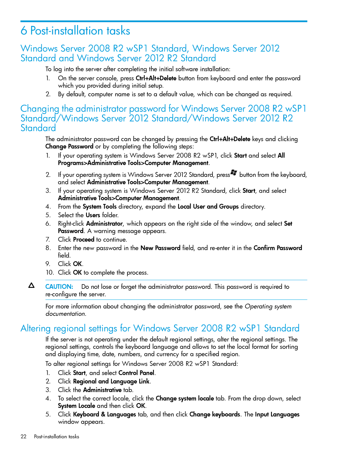 HP Microsoft Windows Server 2008 R2 manual Post-installation tasks 